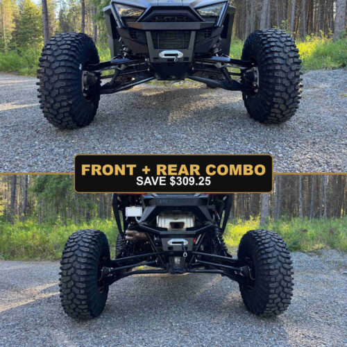 RZR Pro R front and rear winch bumper combo installed on Polaris RZR Pro R, black powder coat