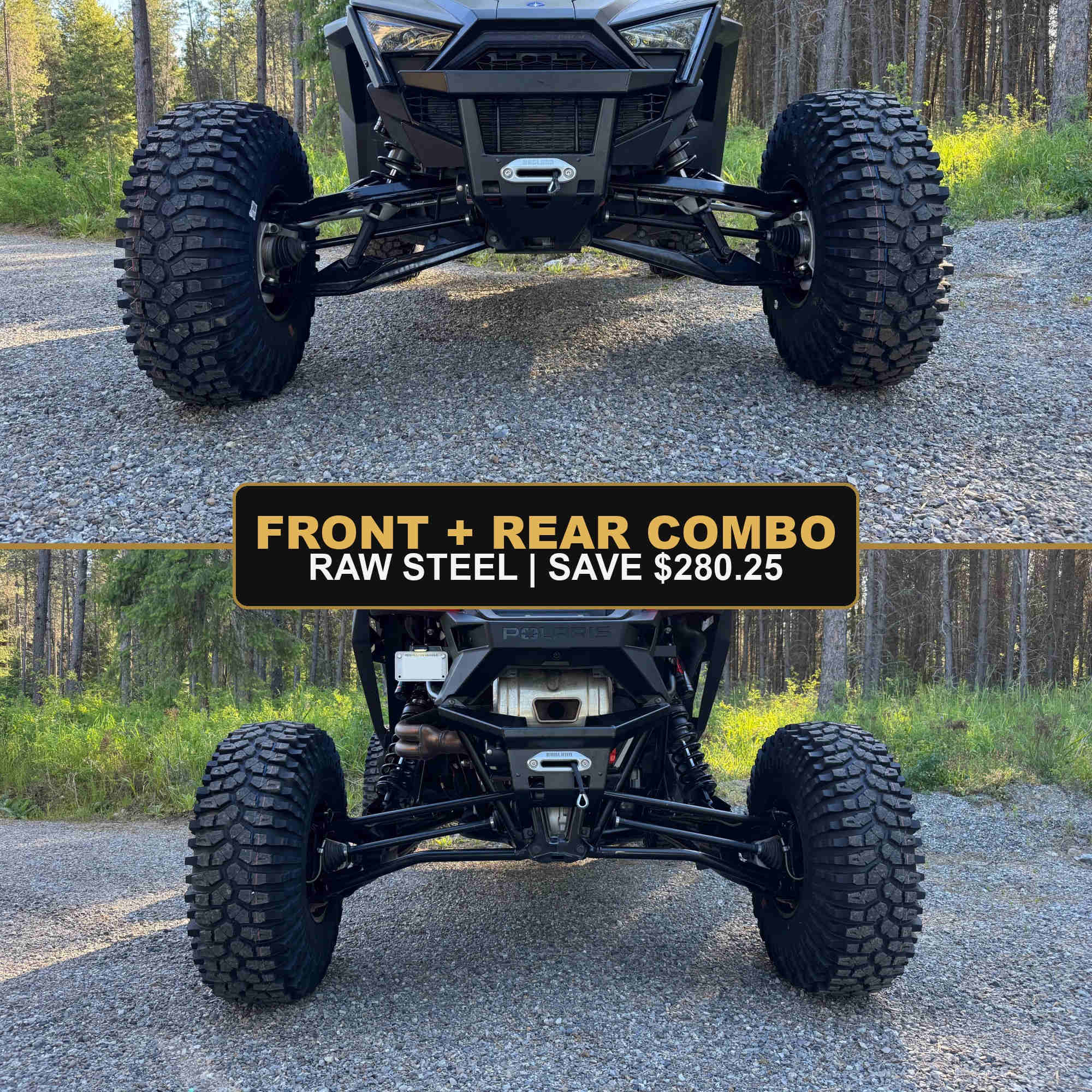 RZR Pro R front and rear winch bumper combo installed on Polaris RZR Pro R, black powder coat